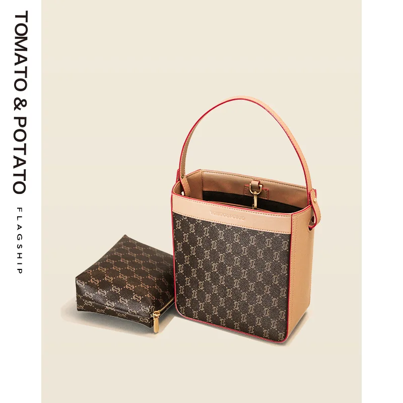 

Womens Handbags Tp 2021 Spring and Summer New Bucket Fashion Women's Shoulder Bag Old Calico Handbag Purses