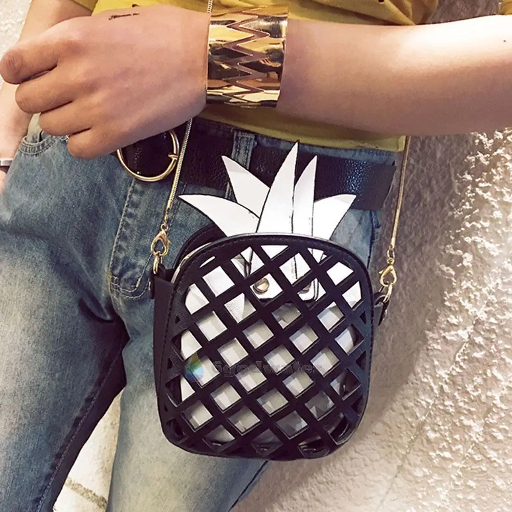 Black Pineapple Bag Женские милые фрукты, кожаные сумки на плечо, женские сумки-клатчи, сумка-мессенджер, наплечная сумка-портфель - Цвет: Black Pineapple Bag