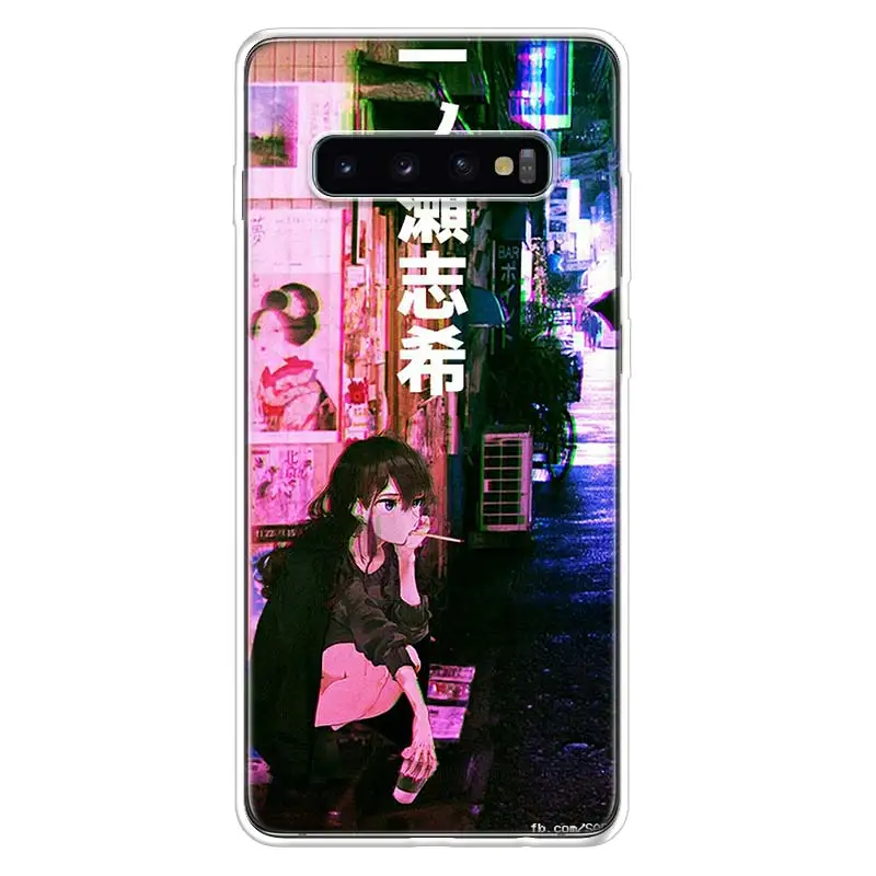anime vaporwave glitch hot cover phone case for samsung galaxy s20 fe s21 s22 ultra s10 lite s9 s8 plus j4 j6 j8 s10e coque free global shipping