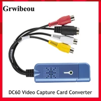 grwibeou usb 2 0 video audio capture card adapter portable vhs dc60 dvd video capture card converter tv tuner for computer win7
