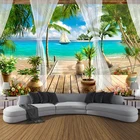 3D фотообои на заказ, для балкона, песчаного пляжа, Морского Пейзажа, гостиной, дивана, спальни, телевизора, фона, Настенные обои, домашний декор