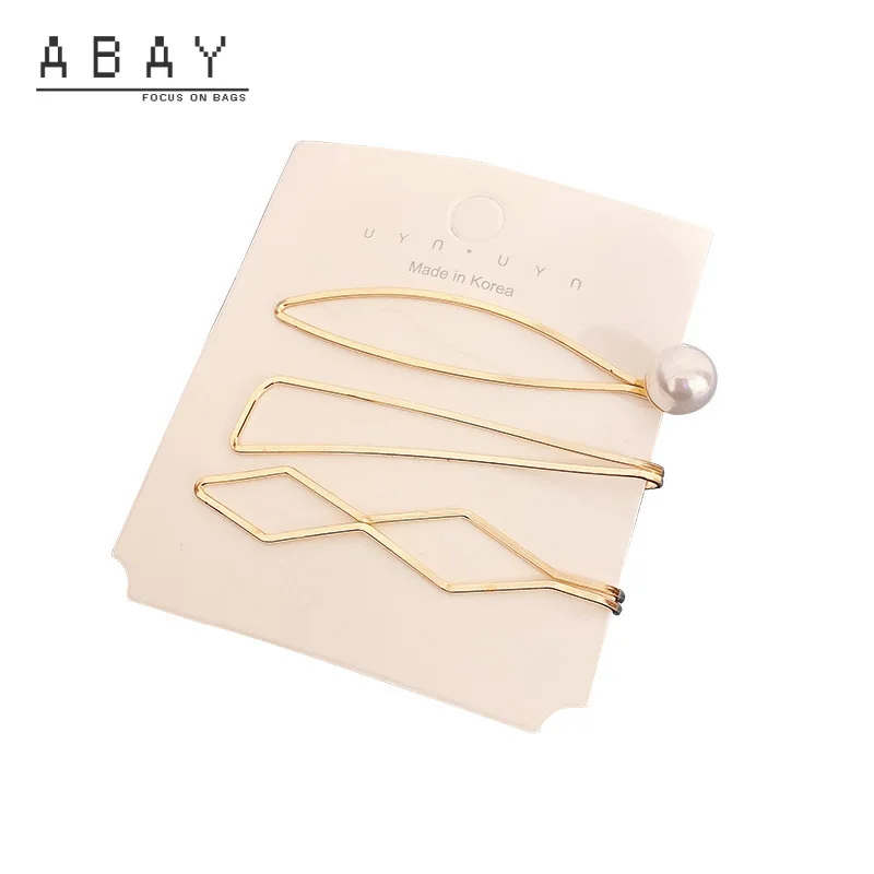 

Fashion Women Pearl Hairpin New Style Simple Versatile Metal Flower Geometric Temperament Design Feeling Hair Accessories Trend