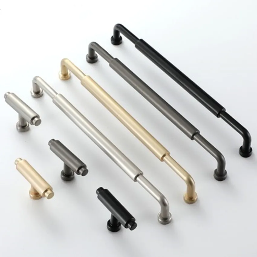 160 192 320mm modern simple solid brushed nickel gold kitchen cabinet wardrobe handle gary black drawer cupboard pull knob 128mm |