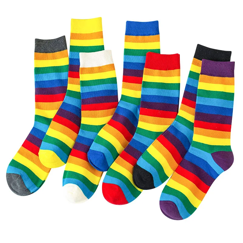 

Streetwear Kawaii Rainbow Woman Socks Cotton Japanese Harajuku Style Funny Socks Women High Quality Meias 50601