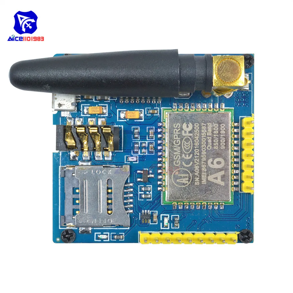 Diymore A6 Core GPRS Pro Serial GSM модуль макетная плата TTL RS232 с SMA интерфейсная антенна
