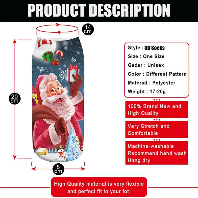 

Christmas Socks Cotton Winter Cute Deer Santa Claus Snowman Cartoon 3D Printing Cristmas Decoration Socks 2021 Xmas Gifts