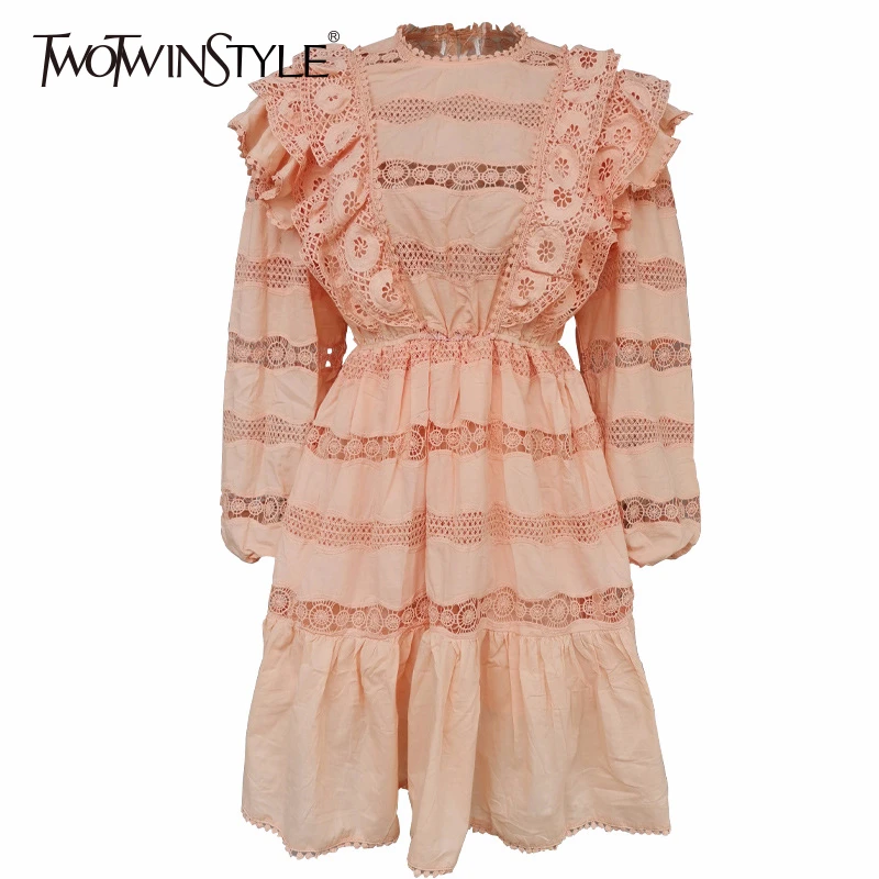 Женское мини-платье TWOTWINSTYLE элегантное Открытое платье с круглым вырезом