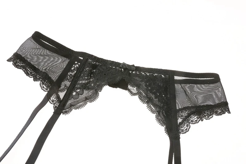 Sexy Lace Bra+ Panties+ Garters Set Underwear Push Up Bra Thick Padded Backless Bandage Bra A B C D Cup Women Lingerie