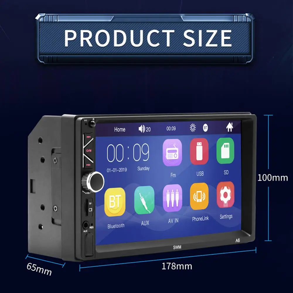 Автомобильное радио AUSEK 2din 7 &quotс сенсорным экраном Mirrorlink Bluetooth стерео Мультимедиа