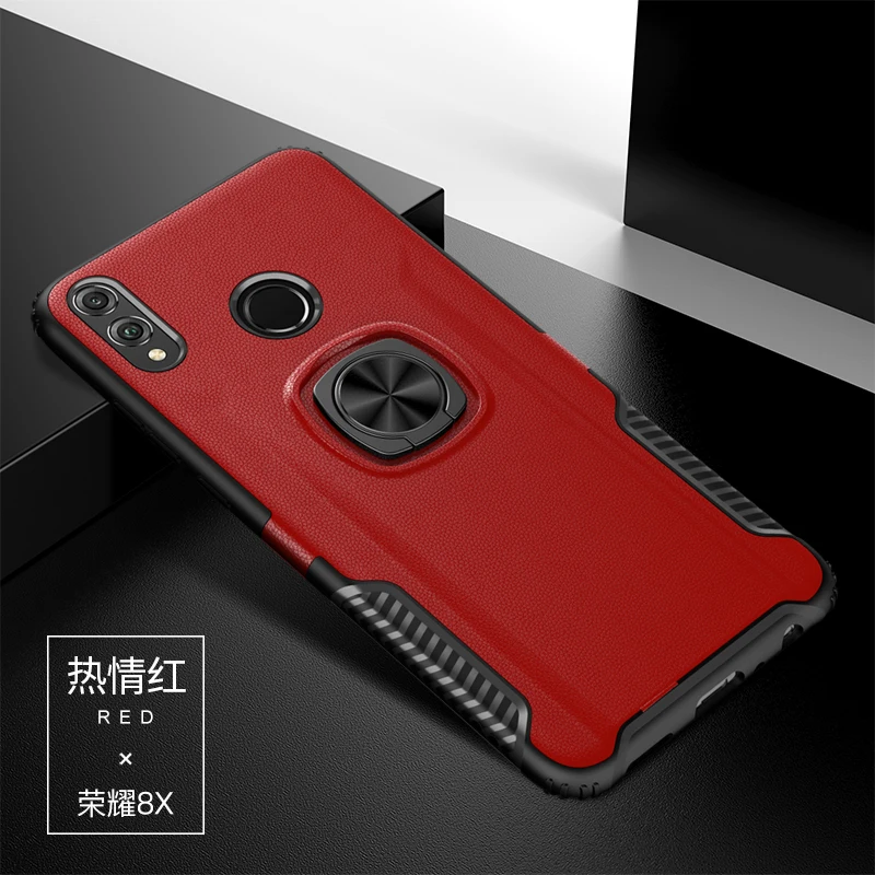 Для Honor 8X Max чехол, роскошный рыцарь, броня, задняя крышка для huawei Honor8X, Прочный Гибридный автомобильный держатель, кронштейн, чехол для телефона(XS0418 - Цвет: Красный