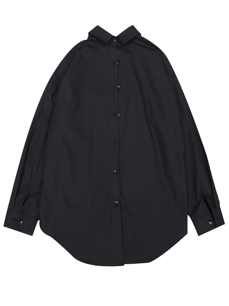 

Women's Clothing Spring 2021 Korean Pleated Stitching Shirt Tide White Long Sleeve Plus Size Women Button Up Blouse