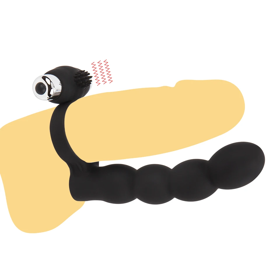 Erotic 7 Modes Double Penetration Dildo Ring Vibrator Anal Beads G Spot Clitoris Stimulation Butt Plug Sex Toy For Couples | Красота и