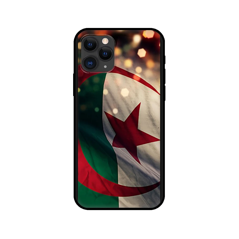 black tpu case for iphone 5 5s se 2020 6 6s 7 8 plus x 10 xr xs 11 12 mini pro max back cover algeria flag free global shipping