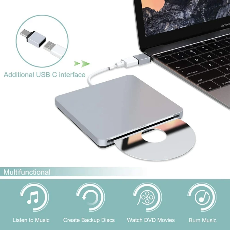 Внешний CD DVD привод Ультратонкий USB горелка проигрыватель для ноутбука Mac