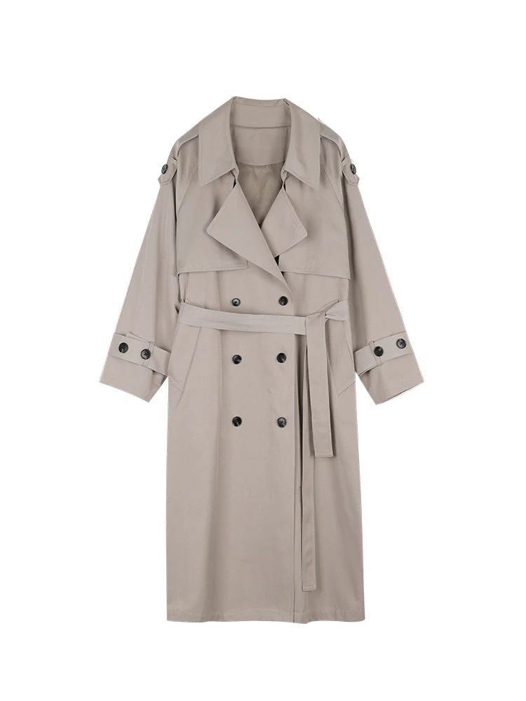 

Autumn New Style Loose Long Windbreaker High-end Elegant Fashion Coat With Sequins Single-breasted Lapel Jacket