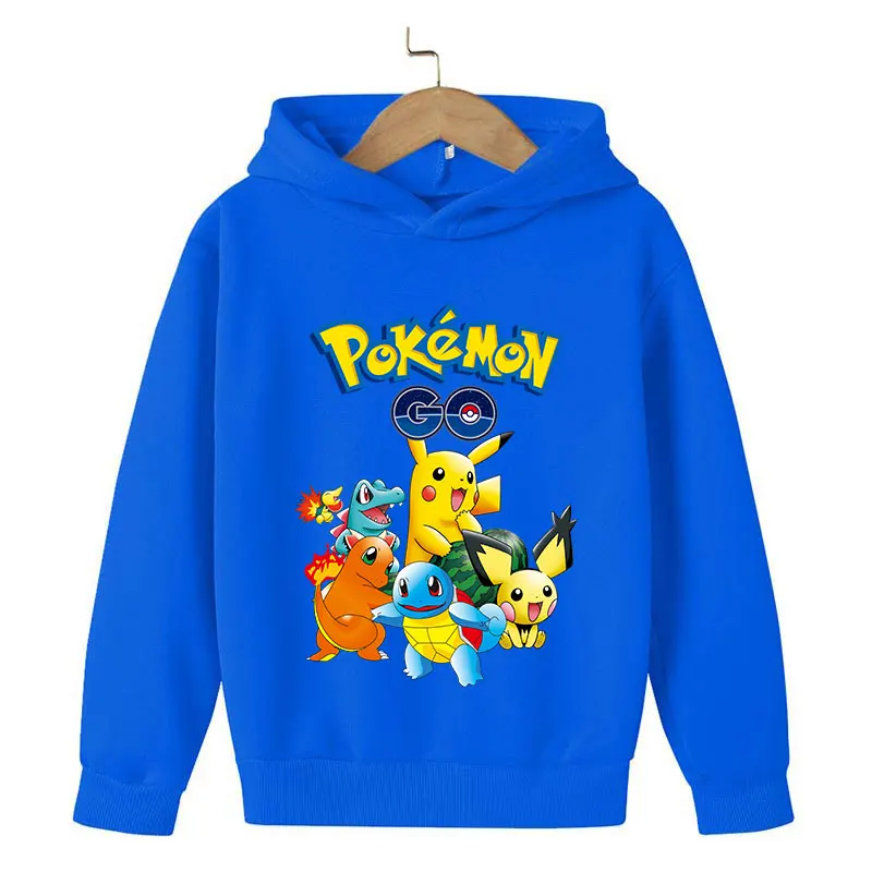 

Children's Top Pokemon Boys Cartoon Anime Cotton Print Hoodie Youth Fall Hooded Sweatshirt Boys Clothes Long Sleeve Pullover