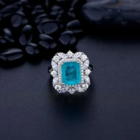 brazilian paraiba tourmaline gemstones ring 911mm genuine 925 sterling silver white rhodium rings for women engagement size 5 9