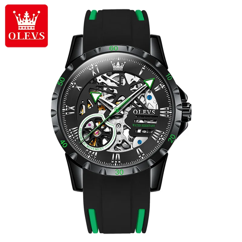 OLEVS Fashion Men Business HD Luminous Hands Depth Waterproof Silicone Strap Automatic Mechanical Wristwatches Reloj Hombre enlarge