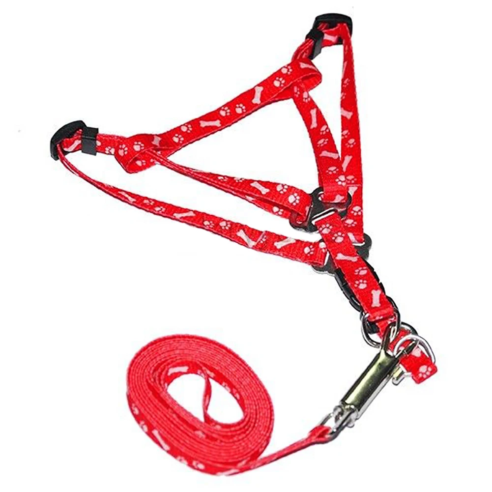 Регулируемая шлейка для кошек собаки поводок модные кости принт лап безопасная