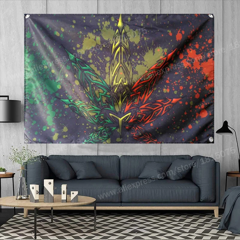 Флаг с листьями баннер из Ямаки раста регги музыка рок-группа украшение для дома