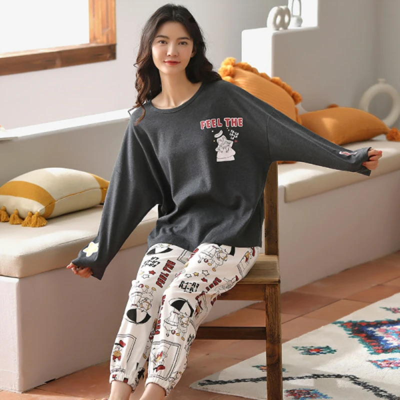 

2020 caiyier Autumn Winter Women Pajamas Set Cute personalized printing Sleepwear Ladies Leisure Girls sweet casual Sleeping Sui