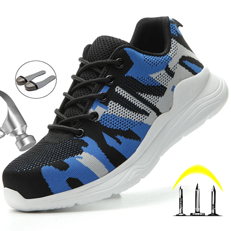 

Дышащие рабочие ботинки мужские рабочие ботинки защита от пирсинга Мужская защитная обувь со стальным носком Легкая летняя обувь для мужчи...