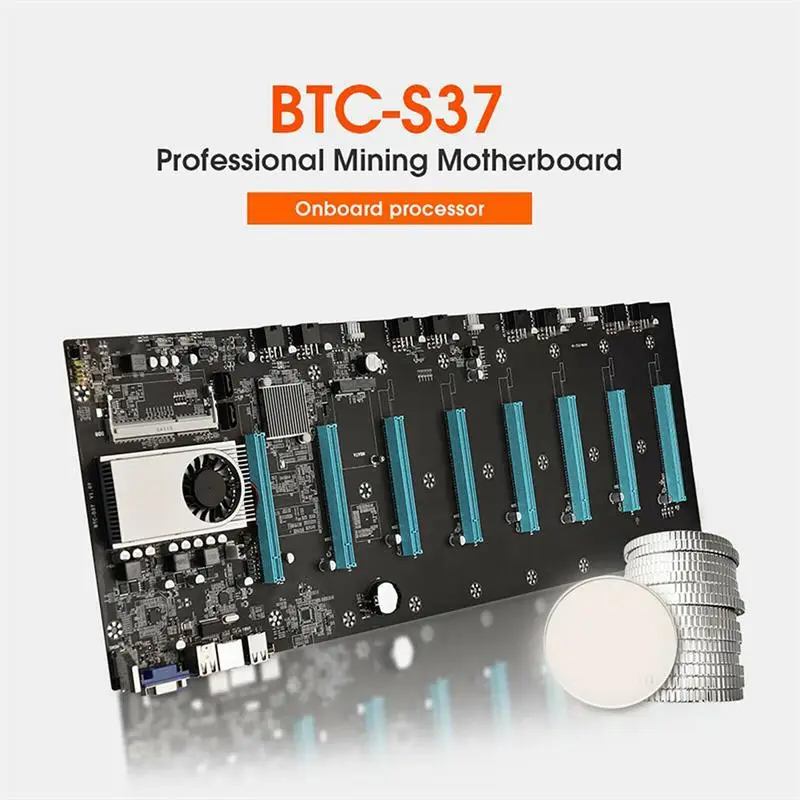Günstig BTC-S37 Bergbau Motherboard CPU Set 8 Miner Video Card Slot Speicher Adapter Integrierte VGA Interface Low Power Verbrauch