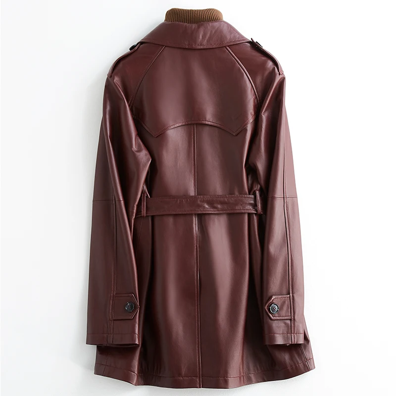 Lautaro Водонепроницаемый кожаный плащ для женщин с длинным рукавом реглан поясом