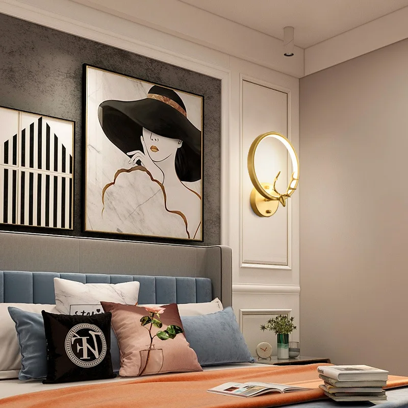 Спальня Античная Медь рога бра прикроватные Гостиная ТВ фон Ванная комната