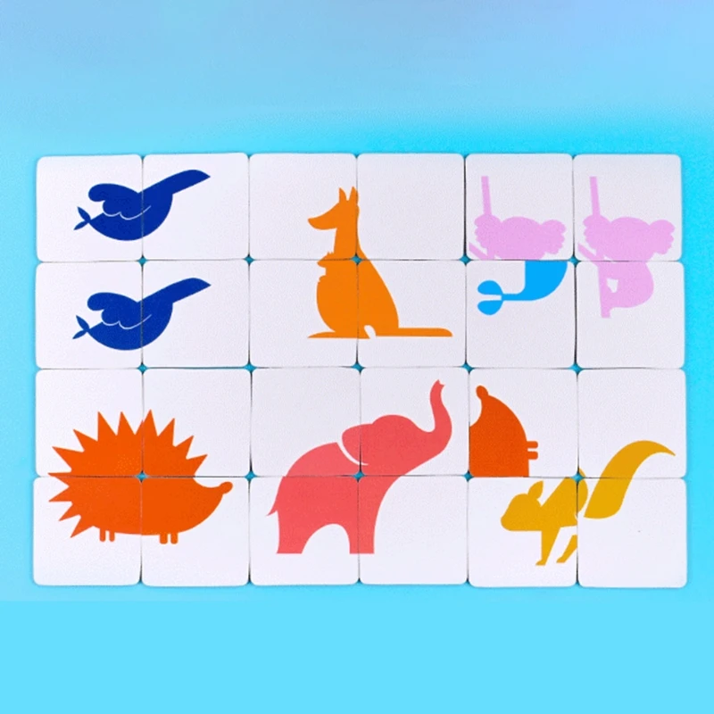 

Baby Training Puzzle Cognitive Cards Educational Cartoon Vehicle Animal Fruit Set Matching Game English Learning Toys