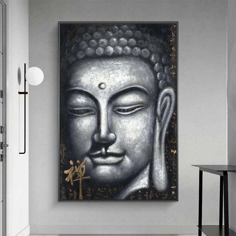 

Vintage Sliver Buddha Oil Paintings Print On Cnavas Art Prints Chinese Style Buddhism Canvas Art Prints Wall Pictures Home Decor