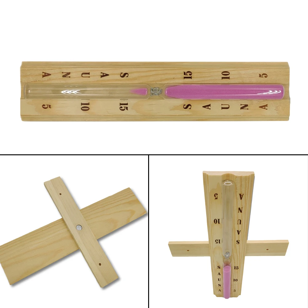 Настенный вращая часы для сауны деревянные песочные Розовый песок таймер 15 минут