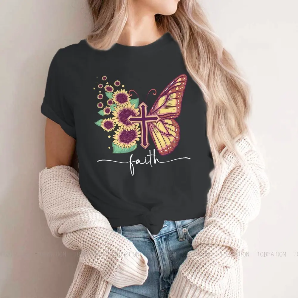 

Christian Faith Cross TShirt for Woman Girl Vintage Soft Summer Tee T Shirt Novelty Trendy Fluffy 5XL