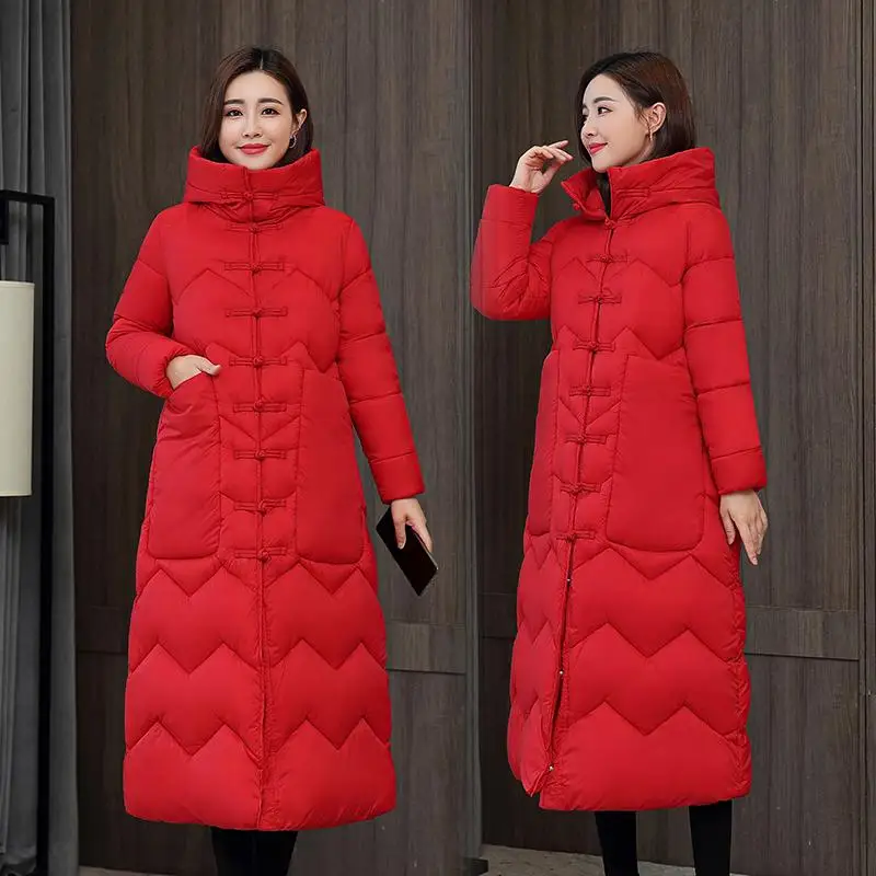 

Long Parkas Winter Coat Graffiti Hooded Jacket Coats Lady Cotton Thicken Cold Outerwear