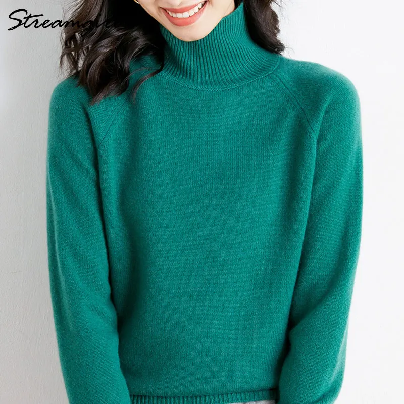Теплый плотный зимний свитер женские пуловеры с высоким воротником элегантные