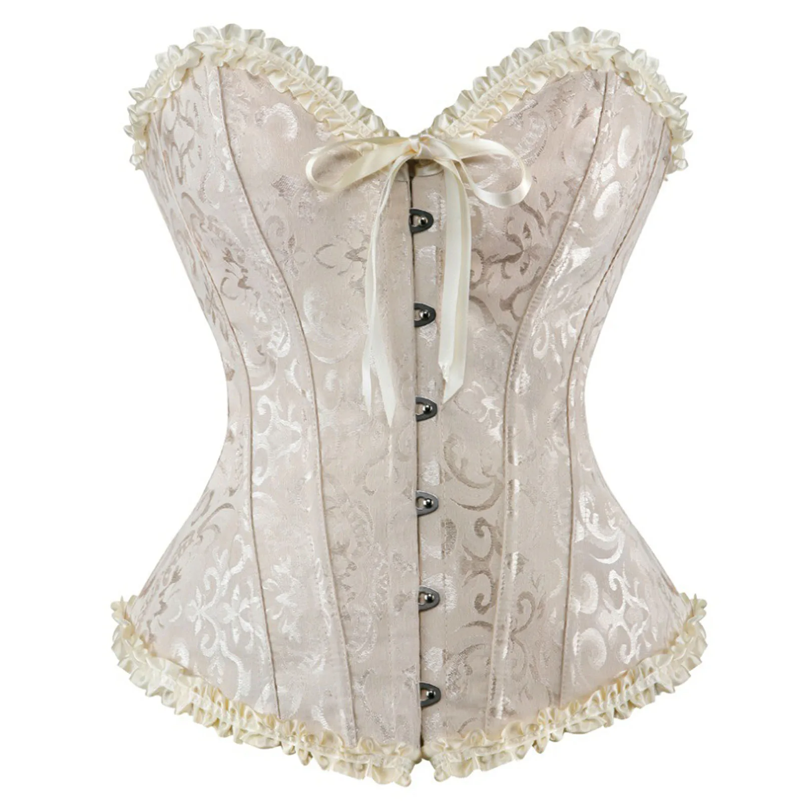 

Womens corsets and bustiers tops sexy women brocade corset zip vintage style corselet overbust ladies Plus Size 6XL