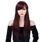 AOSIWIG длинные красные прямые парики с челкой, синтетические волосы для женщин, высокая температура, черный цвет