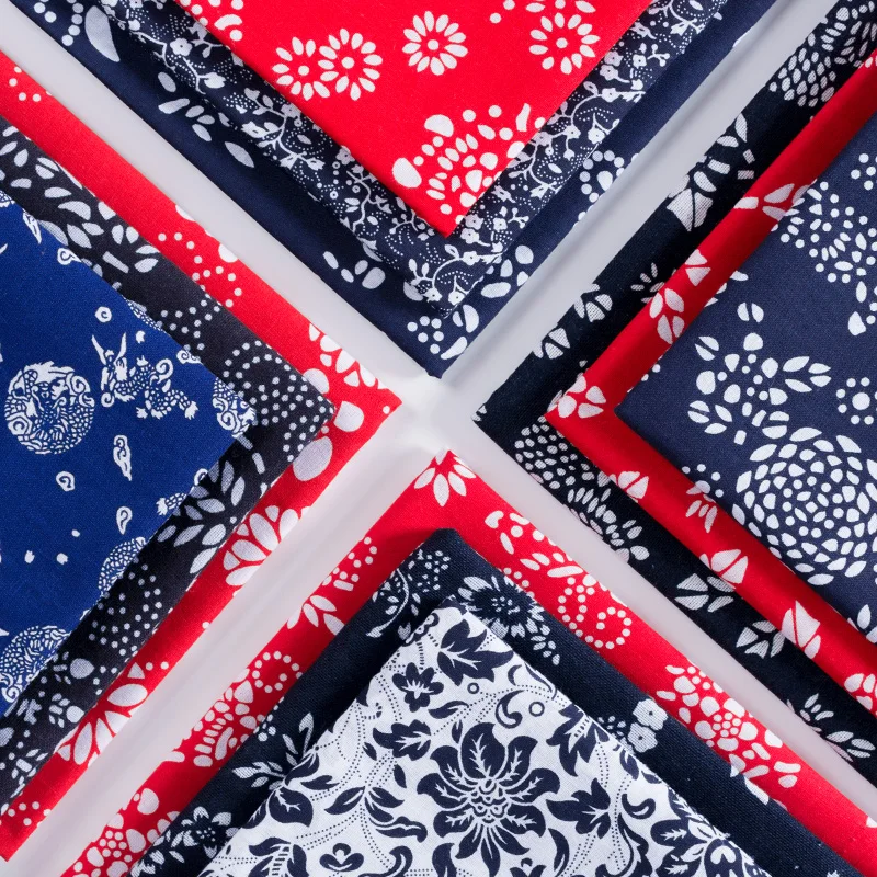 

Width 57'' Handmade Pure Cotton Batik Blue Printing Fabric By The Half Yard For Tablecloth Curtain Hanfu Material