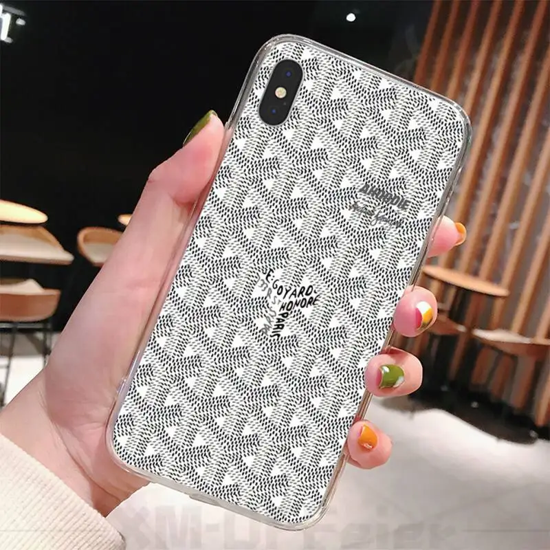 

French Goyard Design Colorful Phone Case Transparent For Iphone 12 11 Pro Max Xr X Mini 7 8 PLUS Coque Cover