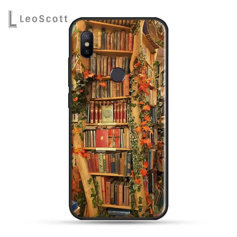 

bookcase library personality Phone Case For Xiaomi Redmi note 7 8 9 t k30 max3 9 s 10 pro lite