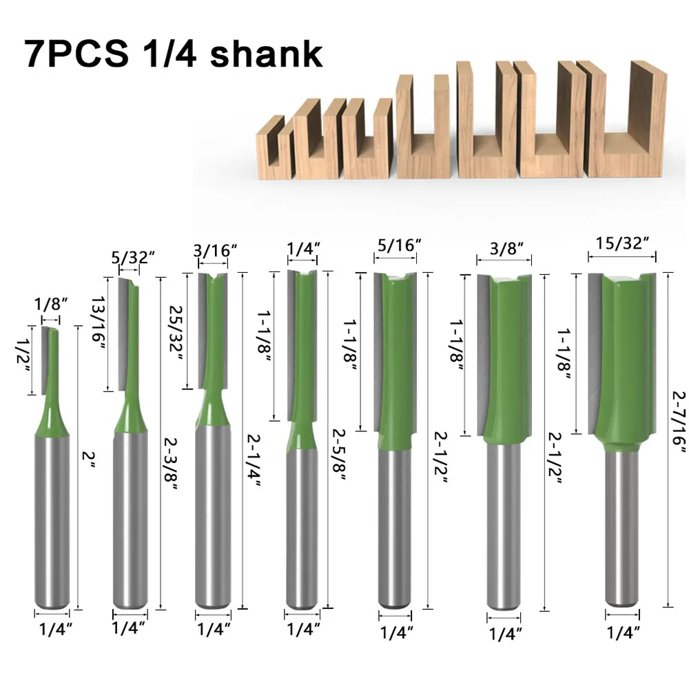 

Фреза по дереву, прямая фреза из карбида вольфрама с одним хвостовиком, 7x1/4 дюйма, для резки дерева