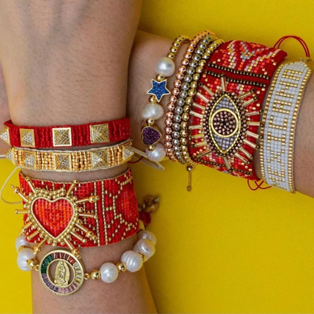 Go2boho Miyuki браслет сердце подарок для друзей Турецкий Дурной глаз браслеты женщин