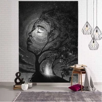 black tapestry fantasy starry sky art illustration wall hanging bohemian psychedelic home decoration aesthetics room decoration