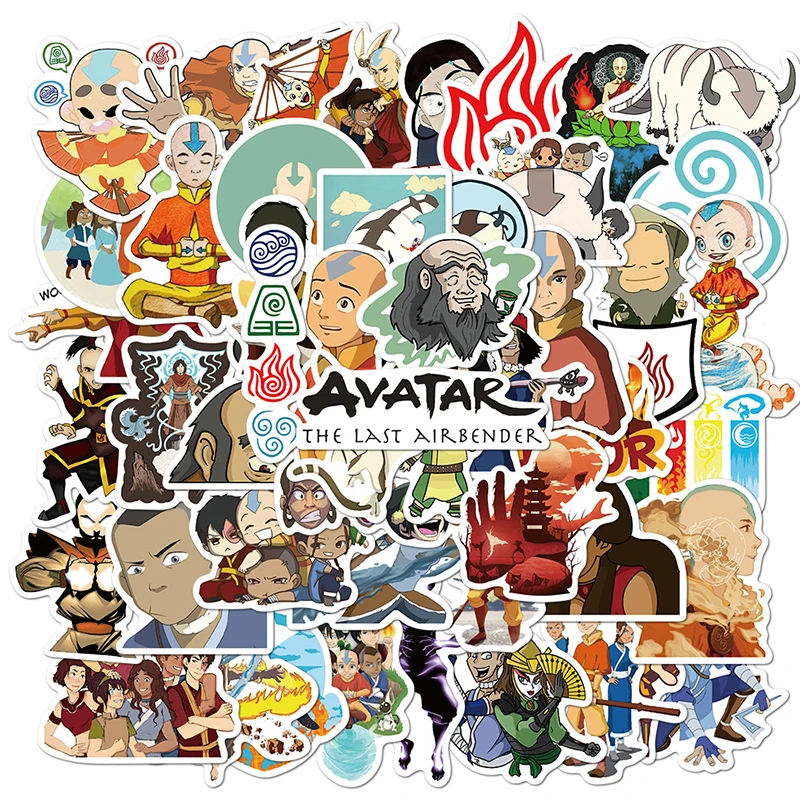 Pegatinas de Avatar The Last airdobler para ni&ntilde;os, papeler&iacute;a artesanal, PS4, Skateboard, port&aacute;til, guitarra, Pegatina de anim&eacute;, 50 Uds.-0