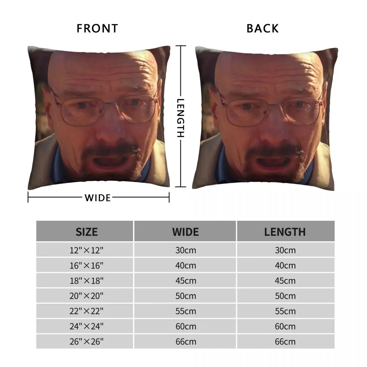 Квадратная наволочка Уолтер Уайт мем из полиэстера и льна бархатная с принтом на