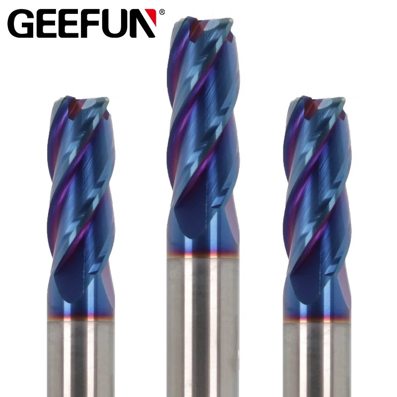 

HRC65 Carbide Corner Radius End Mills 4 Flutes Milling Cutter Alloy Tungsten Steel CNC Tool BlueNaCo Coated CNC Maching End Mill