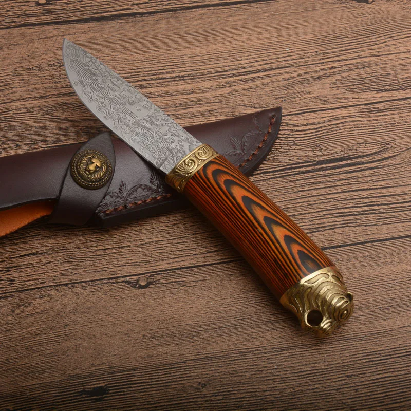 Hawk Damascus Fixed нож с лезвием эбонитовый карманный инструмент для кемпинга охоты