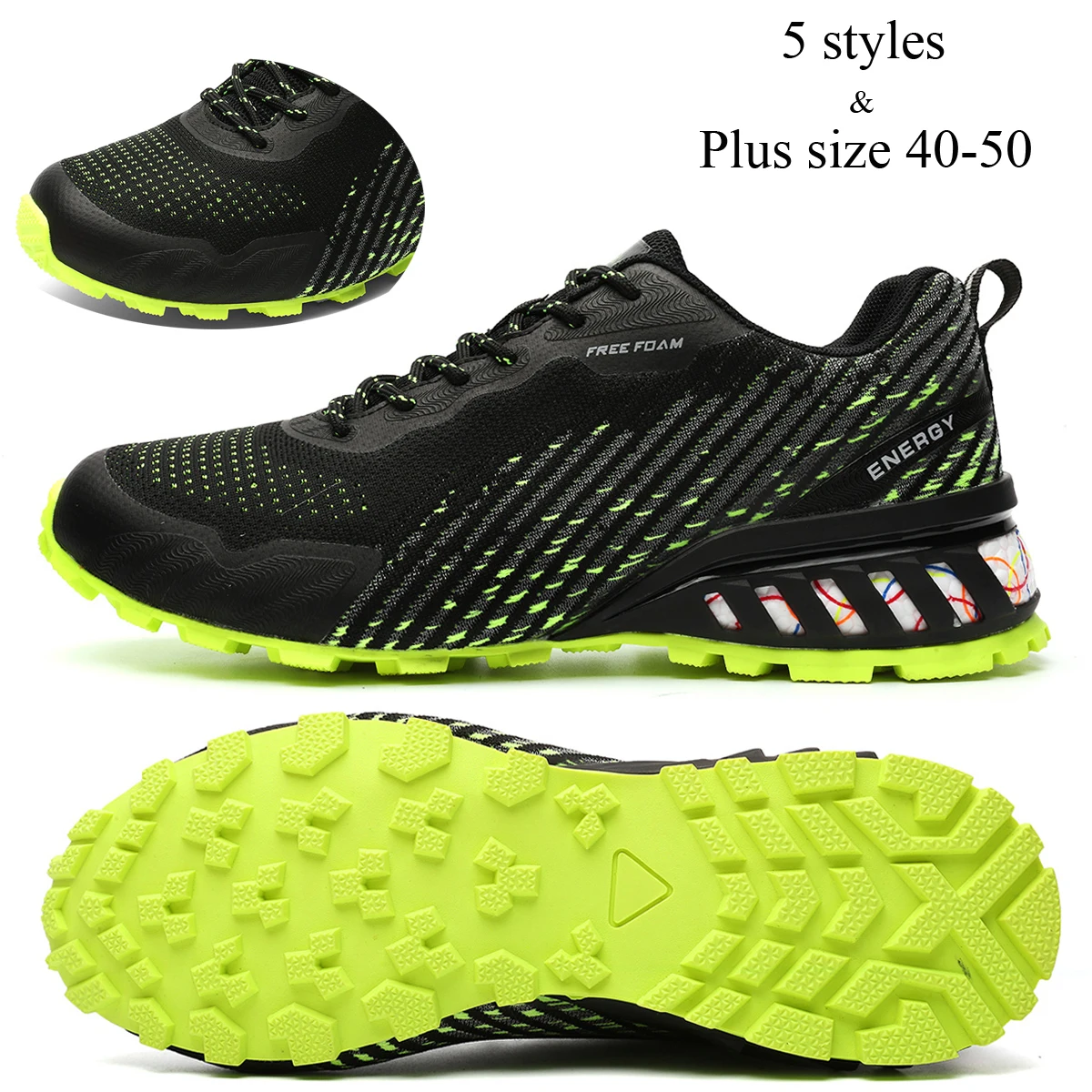 SALUDAS Men Trail Running Shoes Male Sneakers Light Breathable Knit Casual Sneakers Outdoor Trekking Jogging Walking Tennis Shoe