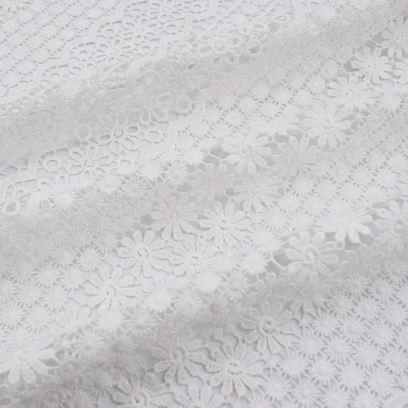 Белая вышитая Водорастворимая кружевная ткань для летнего платья tissus au metre telas