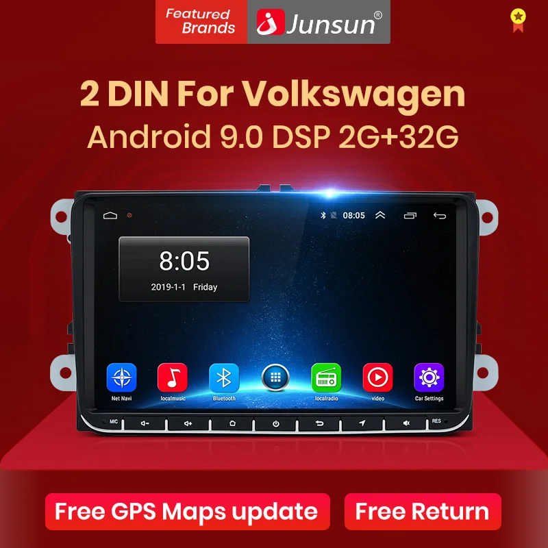 Junsun V1pro 2 г+ 32 г DSP Android9.0 Автомобильный мультимедийный плеер радио gps для Volkswagen VW Passat B6 Touran GOLF5 POLO jetta 2 din DVD